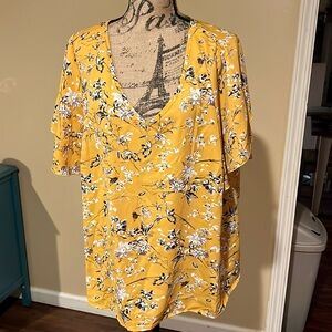 Blouse mustard yellow color with flowers
